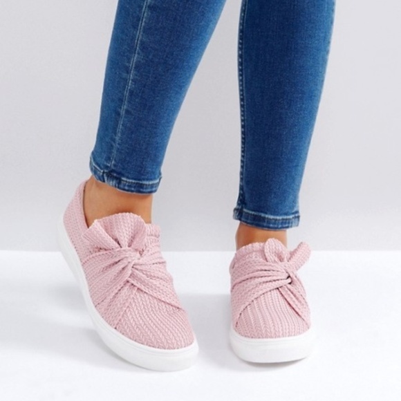 knitted twist slip on sneakers